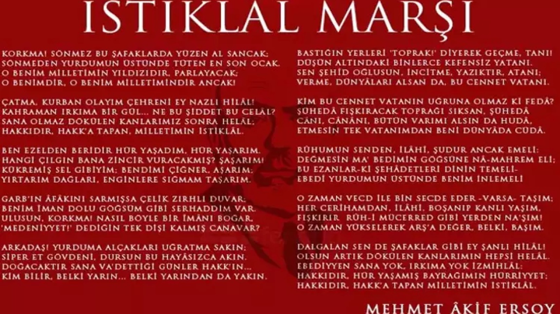 12 Mart Mehmet Akif Ersoy'u Anma ve İstiklal Marşı'nın Kabulü